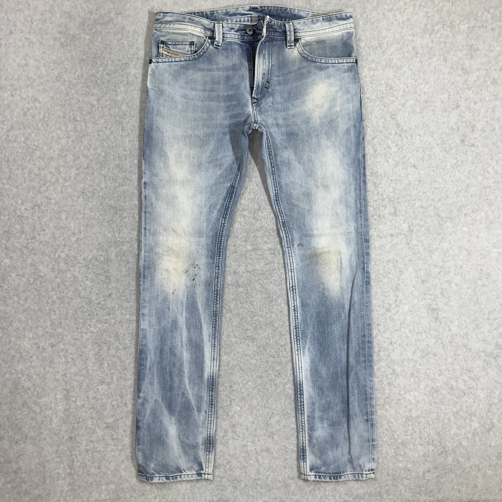 Diesel Thavar Jeans Men 33x32 Blue‎ Slim Skinny Crazy Wash Work Patina Italy